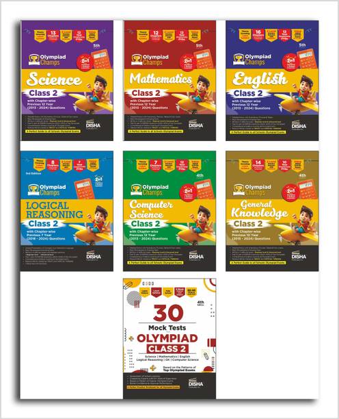Combo Class 2 (set of 7 books) Olympiad Champs Science, Mathematics, English, Logical Reasoning, Computer Science (Cyber) & GK with 30 Mock Tests 4th Edition