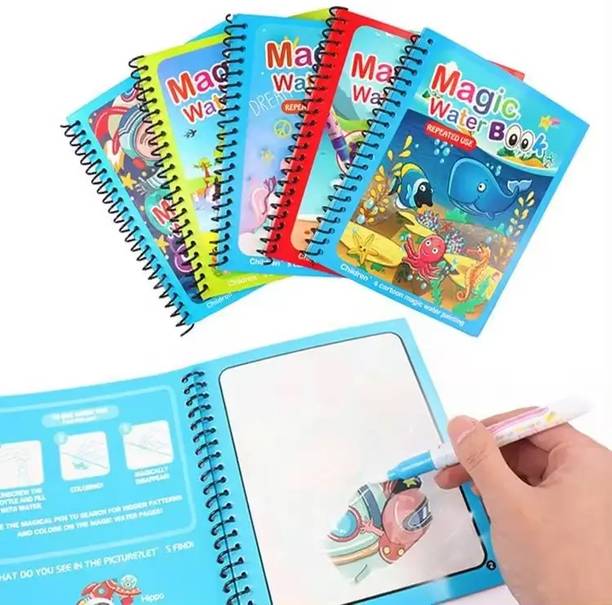 Interactive Fun Water Magic Book with Pen for Kids and Young Adults | Ideal for Travel  - Top Travel Fun and Interactive Magic Book Toy for Young Adults with 1 Disc