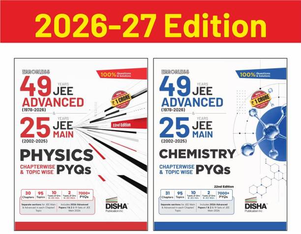 Disha Combo (2 Books) Errorless 49 Years JEE Advanced (1978 - 2026) & 25 Year JEE Main (2002 - 2026) PHYSICS & CHEMISTRY Chapter-wise & Topic-wise PYQs | For JEE Main & Advanced 2027