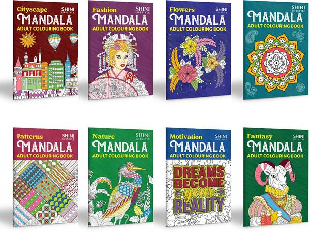 Mega Combo Pack | 8-in-1 Mandala Adult Colouring Book | High-Intricacy Designs