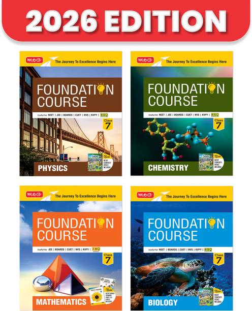 MTG Foundation Course Class 7 Physics, Chemistry, Mathematics & Biology (Set of 4 Books) For NEET, IIT-JEE, CUET & Boards Exams (Edition 2026-2027)