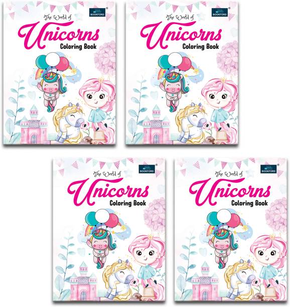 The World Of Unicorns Coloring Book For Kids (Pack Of 4)