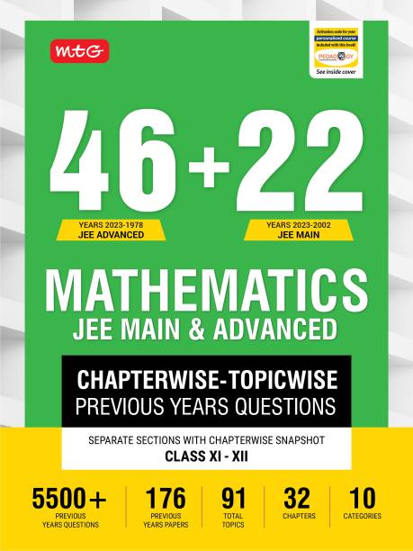 MTG 46 + 22 Years JEE Main and IIT JEE Advanced Previous Years Solved Question Papers with Chapterwise Topicwise Solutions Mathematics Book - JEE PYQ Question Bank For 2024 Exam