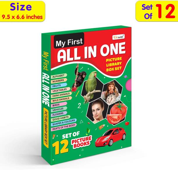My First All in One Picture Library Box Of 12 (Pre-School Books) | Gift Set For Kids in Green
