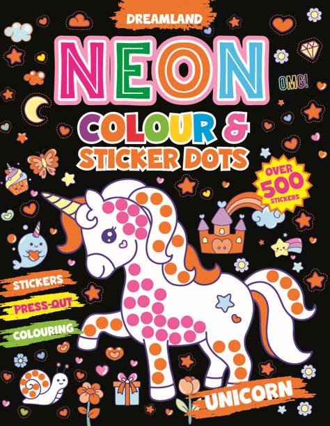 Unicorn Neon Colour & Sticker Dots Book Over 500 Stickers for kid 3