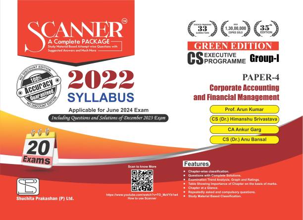 Corporate Accounting and Financial Management (Paper 4 | CS Executive | Gr. I) Scanner - Including questions and solutions | 2022 Syllabus | Applicable for June 2024 Exam | Green Edition