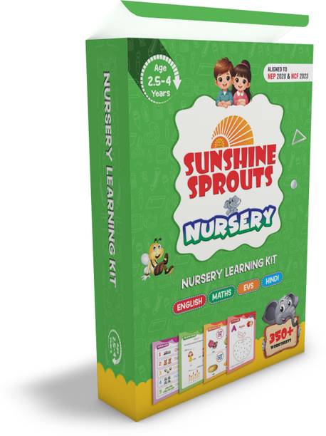 Sunshine Sprouts Playgroup Educational Learning Kit | Age Group 2.5-4 years (Nursery)  - 350+ Worksheets | Set of 4 Books (English, Maths, EVS, Hind)