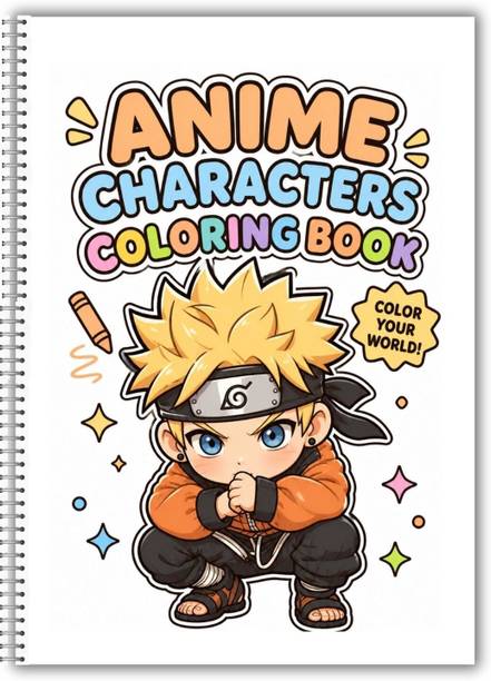 Anime Characters Coloring Book with 48 Popular Illustrations for Kids and Adults | A4 Size | Best Colouring Book for Anime Lovers
