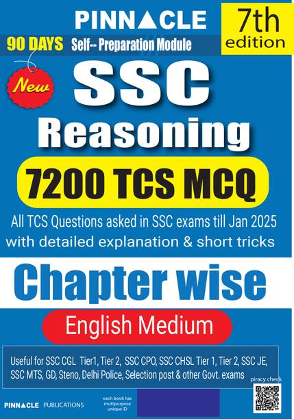 SSC Reasoning 7200 TCS MCQ Chapter-wise with detailed explanation & short tricks | All TCS questions asked in SSC exam till jan 2025 | 7th edition | English medium