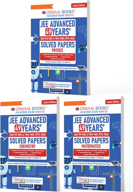 JEE Advanced Physics, Chemistry & Mathematics (Set of 3 Books) Question Bank | 49 Years’ Chapter-wise & Topic-wise |Solved Papers (1978-2026) |Revision Notes | Latest 2026 Paper & Oswaal AI