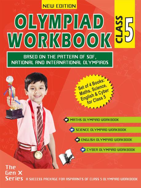 Olympiad Workbook Maths, Science, English and Cyber Calss 5 (Set of 4 Books)