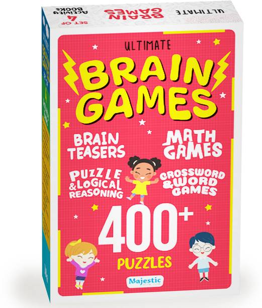 The Ultimate Brain Games Collection Set of 4 books Brain Booster Activities for kids Puzzle & logical Reasoning Maths Games Crossword & Word Games Brain Teasers
