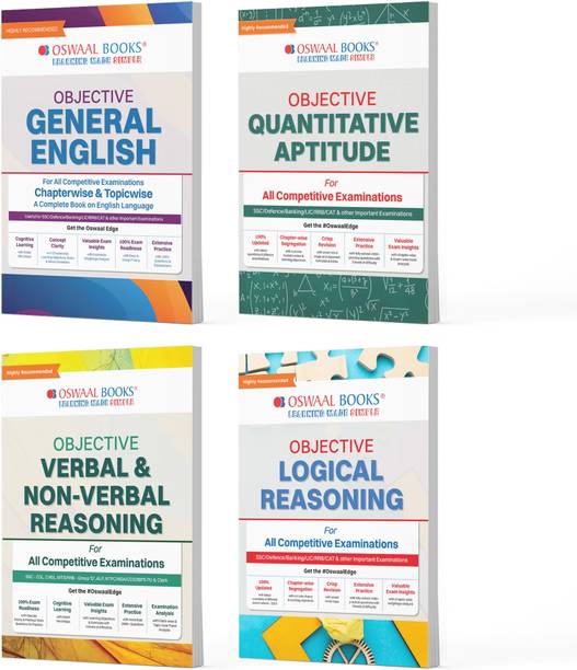 Objective General English, Quantitative Aptitude, Verbal/Non-Verbal & Logical Reasoning Set of 4 English Medium | Chapter-wise & Topic-wise with 2000+ Previous Years Questions | SSC, Banking, RRB, Defence