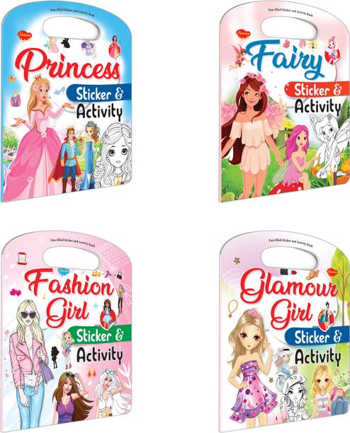 Fairy, Princes, Fashion Girl and Glamour Girl Sticker and Activity book : Sticker book for early learners, Kids educational activity fun book, Kids activity book | Combo of 4 Books