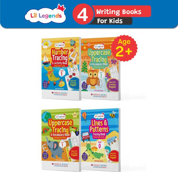 Oswaal Lil Legends Writing Practice Box Set for Kids | 4 Fun Books to Build Tracing Skills, Pencil Control & School Readiness | Pre-Writing Activity Books for Ages 3-5 Years