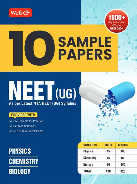 MTG NEET 10 Sample Papers with OMR Sheets For 2026 Exam | NEET Mock Test Papers with Detailed Solutions & Previous Year NEET Solved Paper | 1800+ Highly Probable MCQs