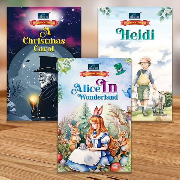 Children's Classics Novel (Set of 3 books)- Alice In Wonderland, A Christmas Carol & Heidi  - Night time Story Book, Boost reading skills and Perfect for beginners