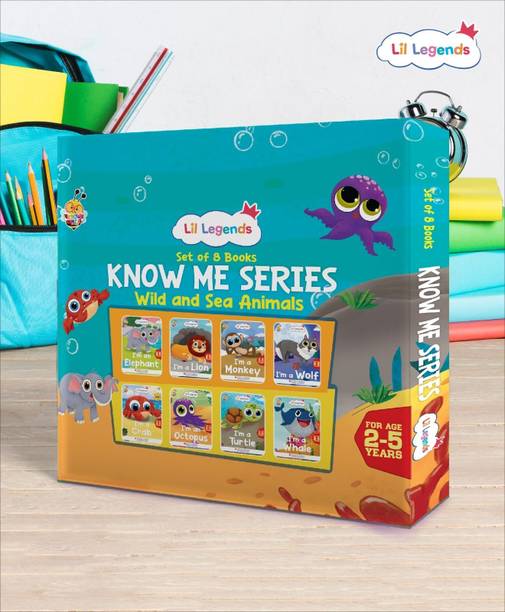Lil Legends Set of 8 Books, Know Me Series Wild and Sea Animals | Gift Box Set for Kids | Wolf, Monkey, Lion, Elephant, Whale, Turtle, Octopus, Crab | Picture Stories | Age 2-5
