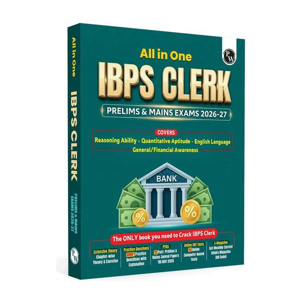 PW All in One IBPS Clerk 2026 Book Prelims & Mains Exams