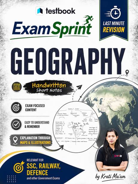 ExamSprint Geography by Krati ma'am - Black & White Handwritten Short Notes | Last-Minute Revision Book for SSC, Railway, Defence & Govt Exams