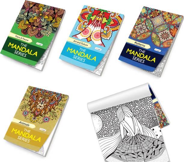 Animals, Art & Culture, Flora & Fauna and Patterns - The Mandala Series :- calming coloring book, therapeutic coloring book, floral mandala book | Set of 4 Colouring books