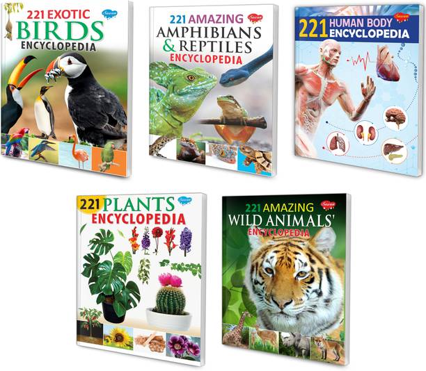221 Plants Encyclopedia, Amazing Wild Animals Encyclopedia, Exotic Birds Encyclopaedia, Amphibians and Reptiles Encyclopedia and Human body Encyclopedia book for kids : Learning books for kids, Educational learning books for kids, Educational books for kids | Set of 5 books for kids (Paperback).