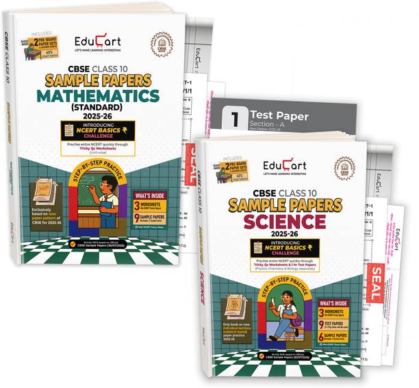 Educart CBSE Sample Paper Class 10 2025-26 - Science & Mathematics Standard (Introducing exclusive step-by-step new practice concept on 2026 pattern) Set of 2 Books