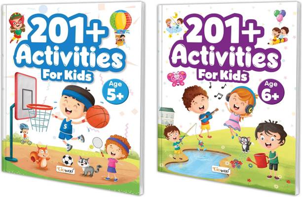 201+ Activities for Kids for Age 5 and 6+ : Learning activity book, Fun Activities and Exercises For Children, Early Learning activities for Children, Mazes, Spot the differences, Matching games, Patterns, Brain games, Hide and seek, Word search, Rhymes, Puzzle, All about me, Join the dots | Pack of 2 activity books.