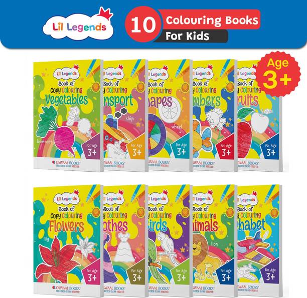 Oswaal Lil Legends Book of Copy Colouring for Kids,to Learn About Vegetables, Transport, Shapes, Numbers, Fruits, Flowers, Clothes, Birds, Animals, Alphabet
