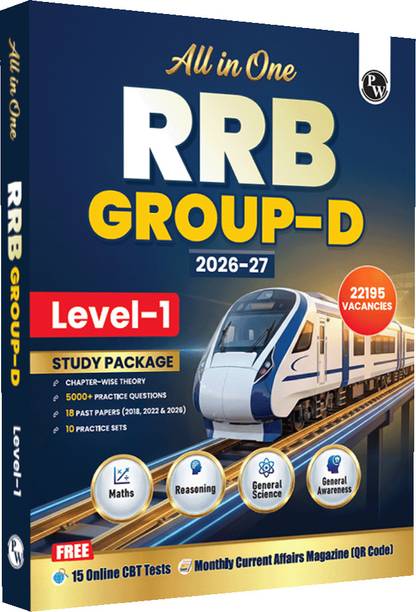 PW All in One RRB Group D Level-1 For 2026-27 Exam | 15 PYQs with 15 Practice Sets