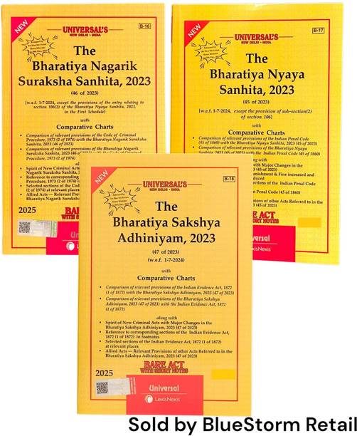 Universal New Criminal Laws Bare Acts Combo (Set of 3) | BNS, BSA, BNSS
