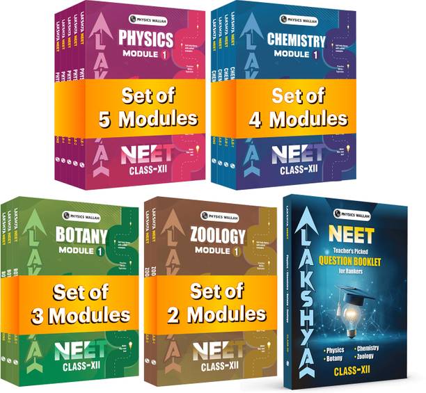 PW Lakshya For NEET Class 12 Physics, Chemistry, Botany & Zoology Modules and Questions Booklet with Solutions Combo Set of 15 Books (2026 Edition)
