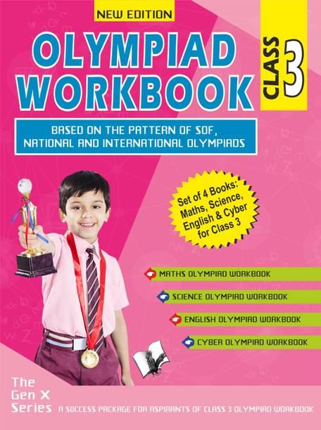 Olympiad Workbook Maths, Science, English and Cyber Calss 3 (Set of 4 Books)