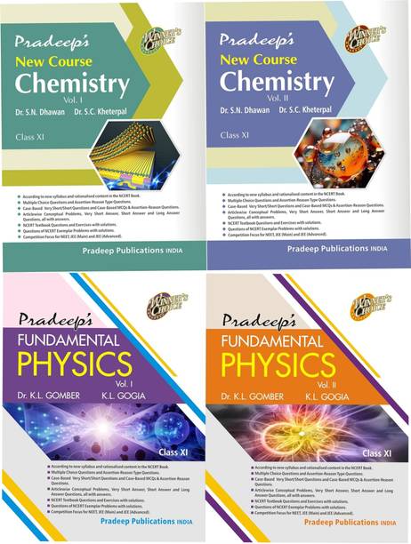 COMBO OF ( Pradeep’s New Course Chemistry + Fundamental physics for Class 11 (Vol. 1 & 2) - Examination 2024/25
