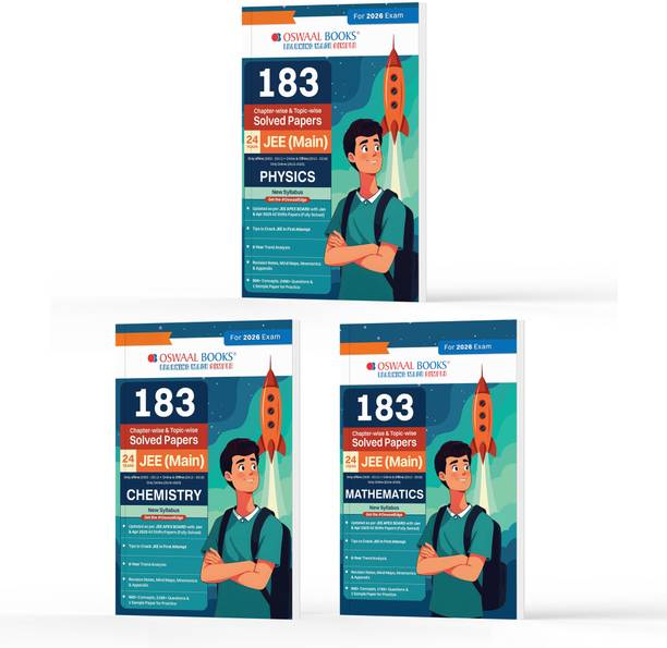 Oswaal 183 Chapter-wise & Topic-wise Solved Papers JEE (Main) | Online (2012-2025) & Offline (2002-2018) | Physics, Chemistry & Mathematics (Set of 3 Books) | For 2026 Exam (Product Bundle, Oswaal Editorial Board)