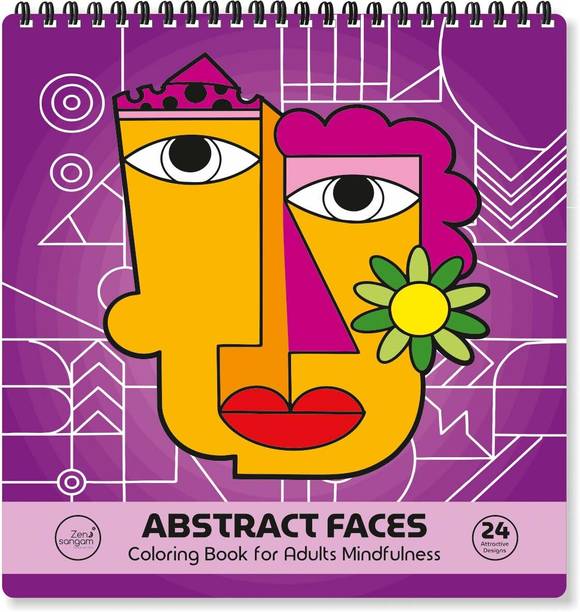 ZEN SANGAM Abstract Faces Coloring Book for Adults Mindfulness - 24 Attractive Designs - Coloring, Drawing, Painting - Instant Stress Relief and Creativity Boost - Mindfulness - Fashion Creativity - Cool Gifts