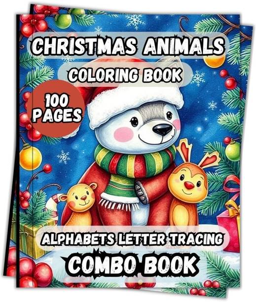 Christmas Animals Coloring and ABC Letters Tracing Book Combo 100 Pages