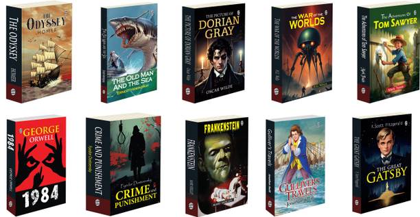 1984, The Great Gatsby, Crime and Punishment, Frankenstein, Gulliver’s Travels and more Novels : Book Ultimate Set, Classic Novels of Dystopia, Adventure, Mystery & Timeless Wisdom | Pack of 10 Books