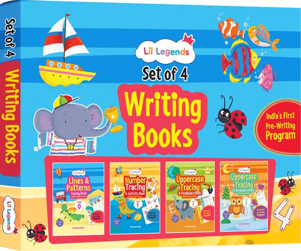 Lil Legends Writing Books Box Set of 4 for Kids | Tracing Lines, Numbers, Uppercase and Vocabulary | Built on the Lil Legends 5-S Philosophy | Age 2-5