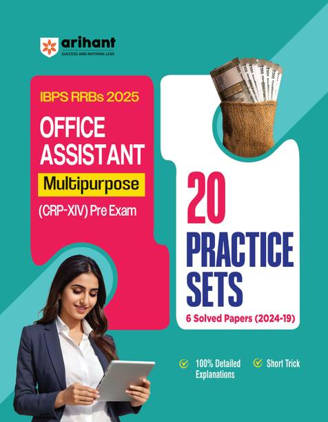 Arihant IBPS RRBs Office Assistant Prelims Exam 2025 | 20 Practice Sets with 6 Solved Papers (2019-2024) | CRP-XIV Exam with Detailed Explanations & Short Tricks (English Medium)
