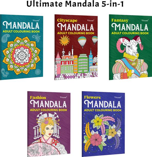 Cityscape, Fantasy, Fashion - Mandala Adult Colouring Book and more :- relaxing mandala set for adults, creative colouring book, stress-relief mandala art, mindful art collection | Pack of 5 Books