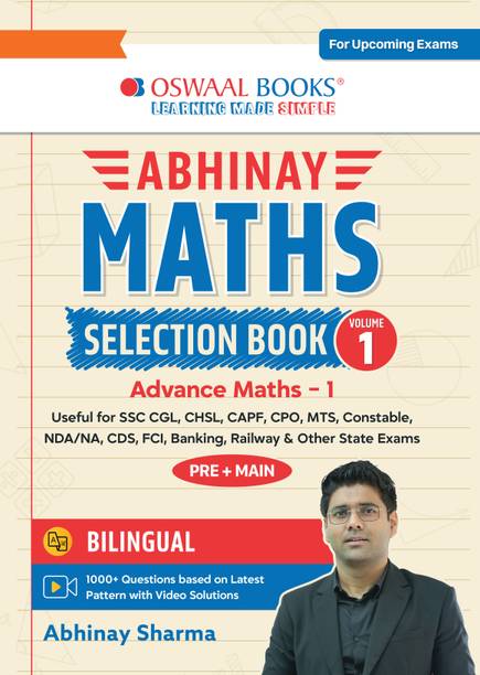 Abhinay Maths Selection Book β Vol. 1 Bilingual Workbook for SSC CGL, CHSL, CAPF & All Govt Exams Concept Based Qs with Video Solutions | Geometry, Mensuration, Coordinate Geometry (For Latest Exam).