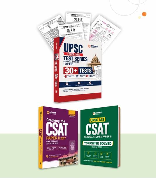 Arihant UPSC Civil Services Prelims CSAT 2027 Complete Combo (Paper II) | Aptitude Syllabus Coverage with Latest Questions & Trends, Strategy Planner, 16 Years Topicwise PYQs (2011–2026), Solved Papers, Elimination Techniques, 30+ Mock Tests, OMR Sheets, AIR Mock Test & 10 Practice Sets