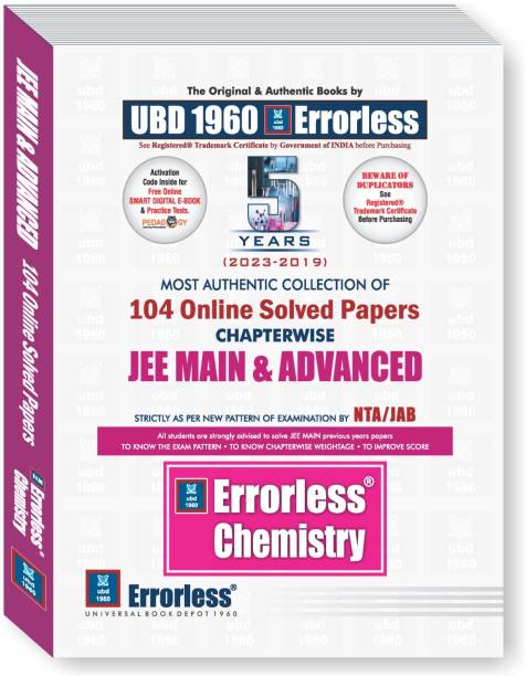 UBD1960 Errorless Chemistry 104 Online 5 Year Chapterwise Solved Papers for JEE main and advanced 2024