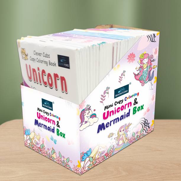 Mini Copy Coloring Unicorn & Mermaid Box Set of 40 Small Coloring Books for Kids