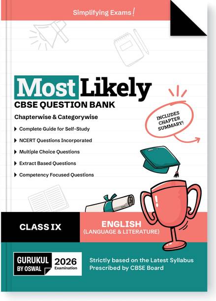 Gurukul By Oswal English (Language & Literature) Most Likely CBSE Question Bank for Class 9 Exam 2026 - Chapterwise & Categorywise, Competency Focused Qs, MCQs, Extract, NCERT Qs, Self Study Guide