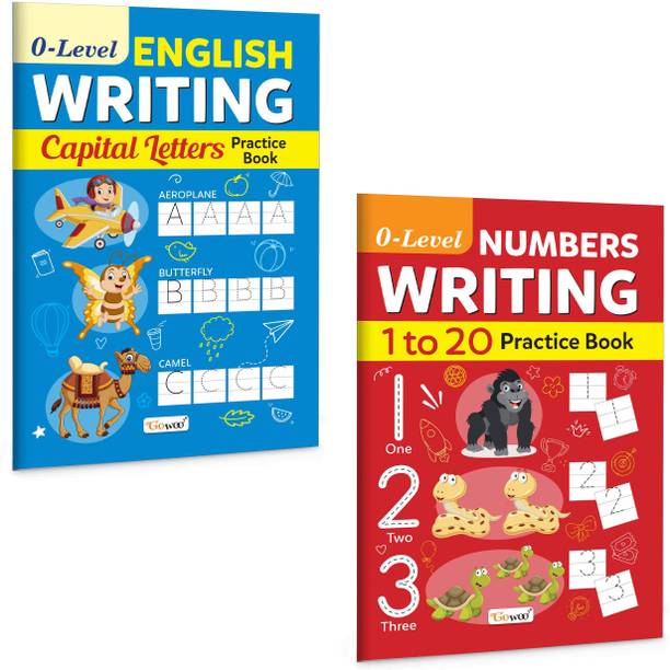0-Level English Writing Capital Letters & Number Writing 1-20 Practice Book :- alphabet and number tracing workbook, beginner counting and writing practice book | Set of 2