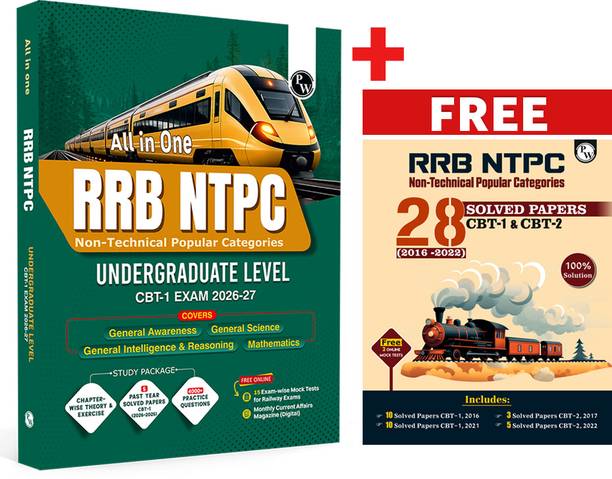 PW All in One RRB NTPC Undergraduate CBT-1 & 28 PYQs (2022-2016) Combo of 2