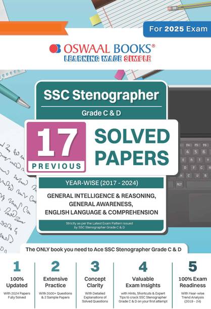 SSC Stenographer Grade C & D 17 Previous Solved Papers Year-wise | For 2025 Exam