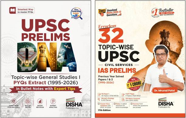 Disha Combo (2 Books) 32 Topic-wise UPSC Civil Services IAS Prelims Papers 1 & 2 PYQs (1995 - 2026) with its Extract Revision Book Prelims DNA | General Studies & CSAT PYQs for 2027